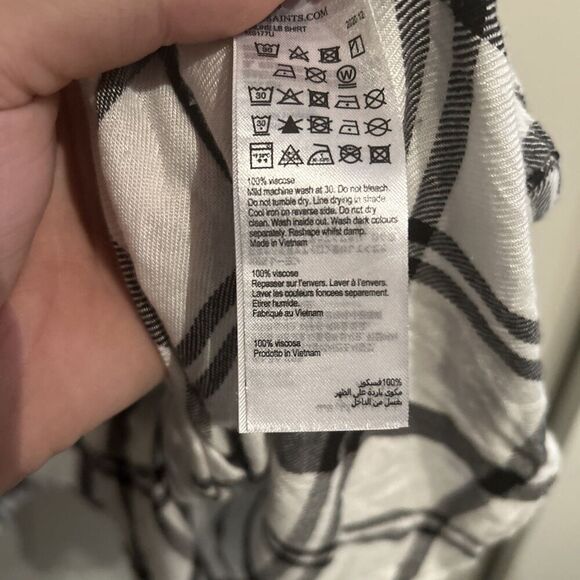 Allsaints Mens Medium White Long Sleeve Viscose Loop Collar Button Up Shirt - Picture 5 of 8